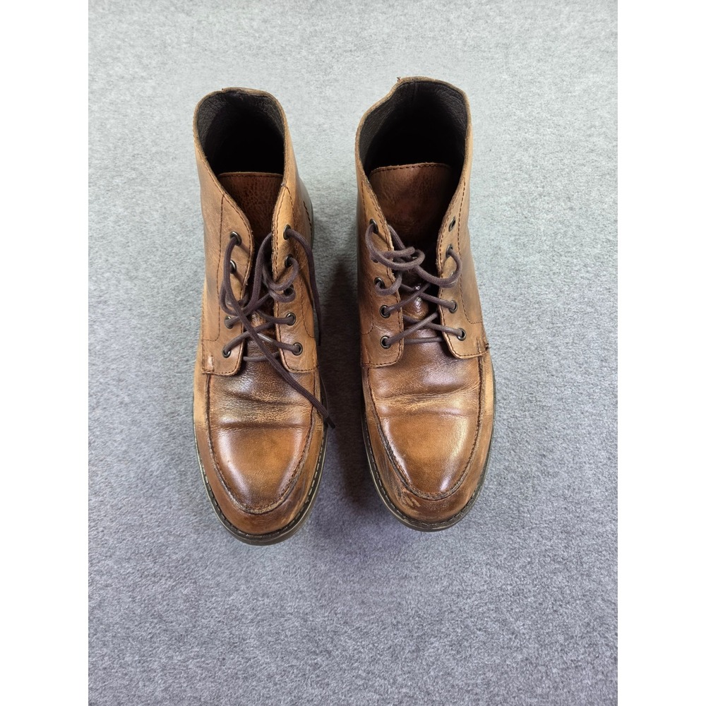 Bed Stu Men's Rustic Tan Leather Lace Up Moc Toe Ankle Boots Size 12 Handcrafted